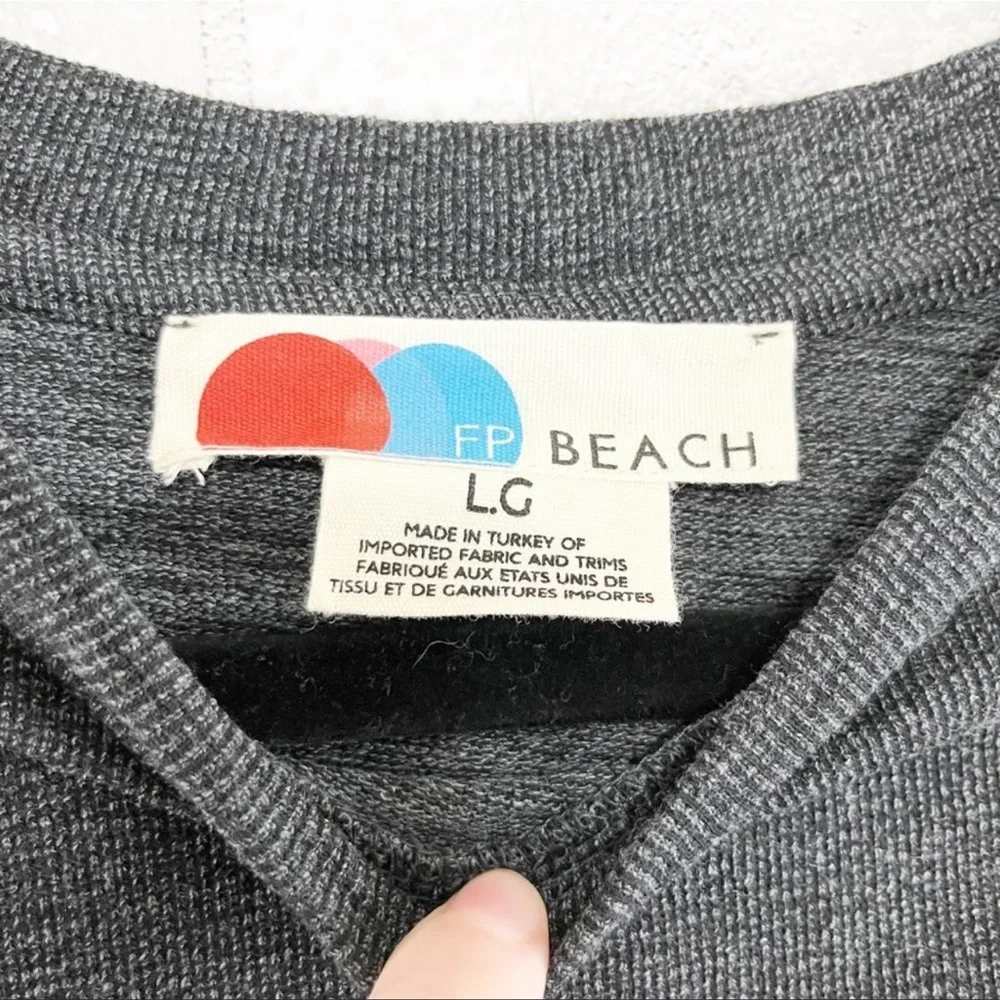 Free People Beach Charcoal Gray Long Sleeve Sweatshirt Dress - Picture 4 of 4